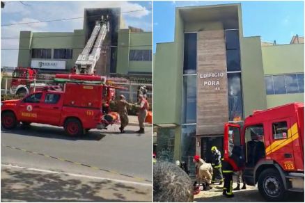 Edifício comercial pega fogo no Bosque da Saúde em Cuiabá