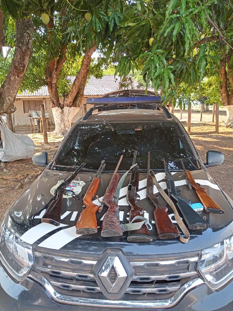 Policiais de MT e TO apreenderam 7 armas de fogo e munições na zona rural de Santa Terezinha